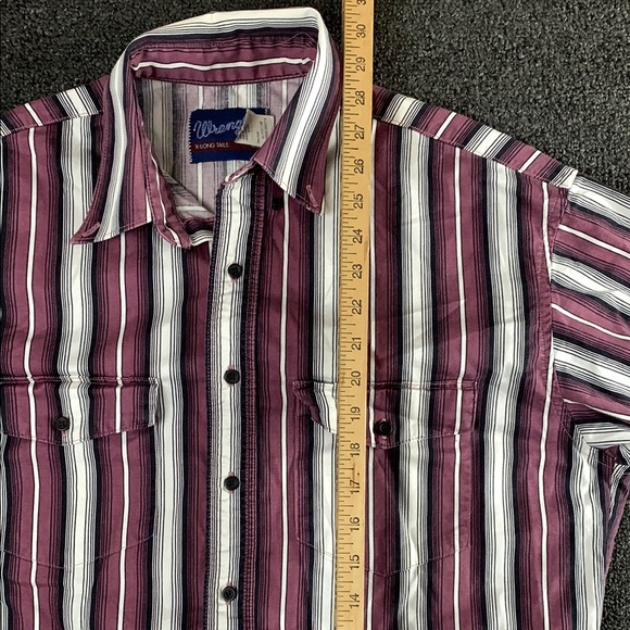 Wrangler Men's Striped Shirt - Red and White - Picture 5 of 7